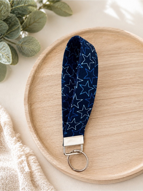 Handmade Accessories - Blue Star Wristlet Key & Card Holder